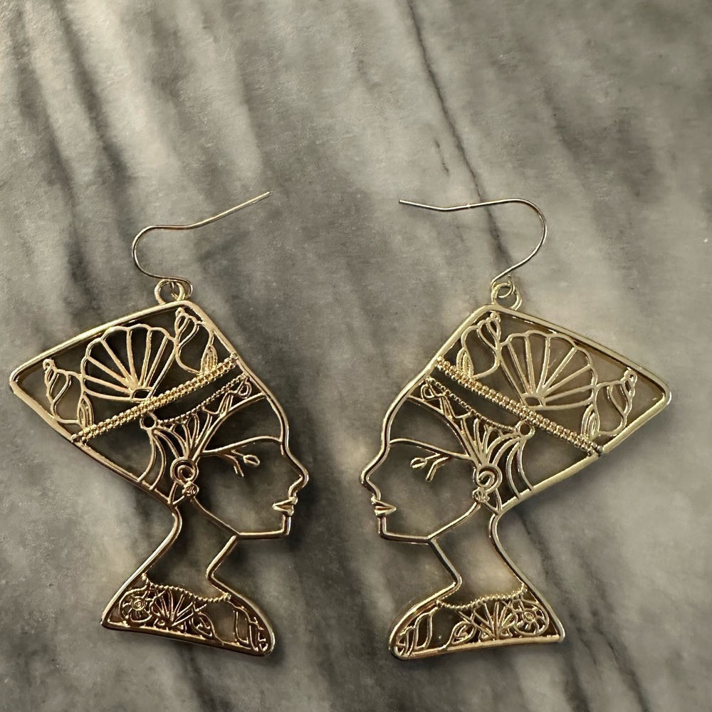 House of Harlow 1960 gold tone Egyptian statement earrings
